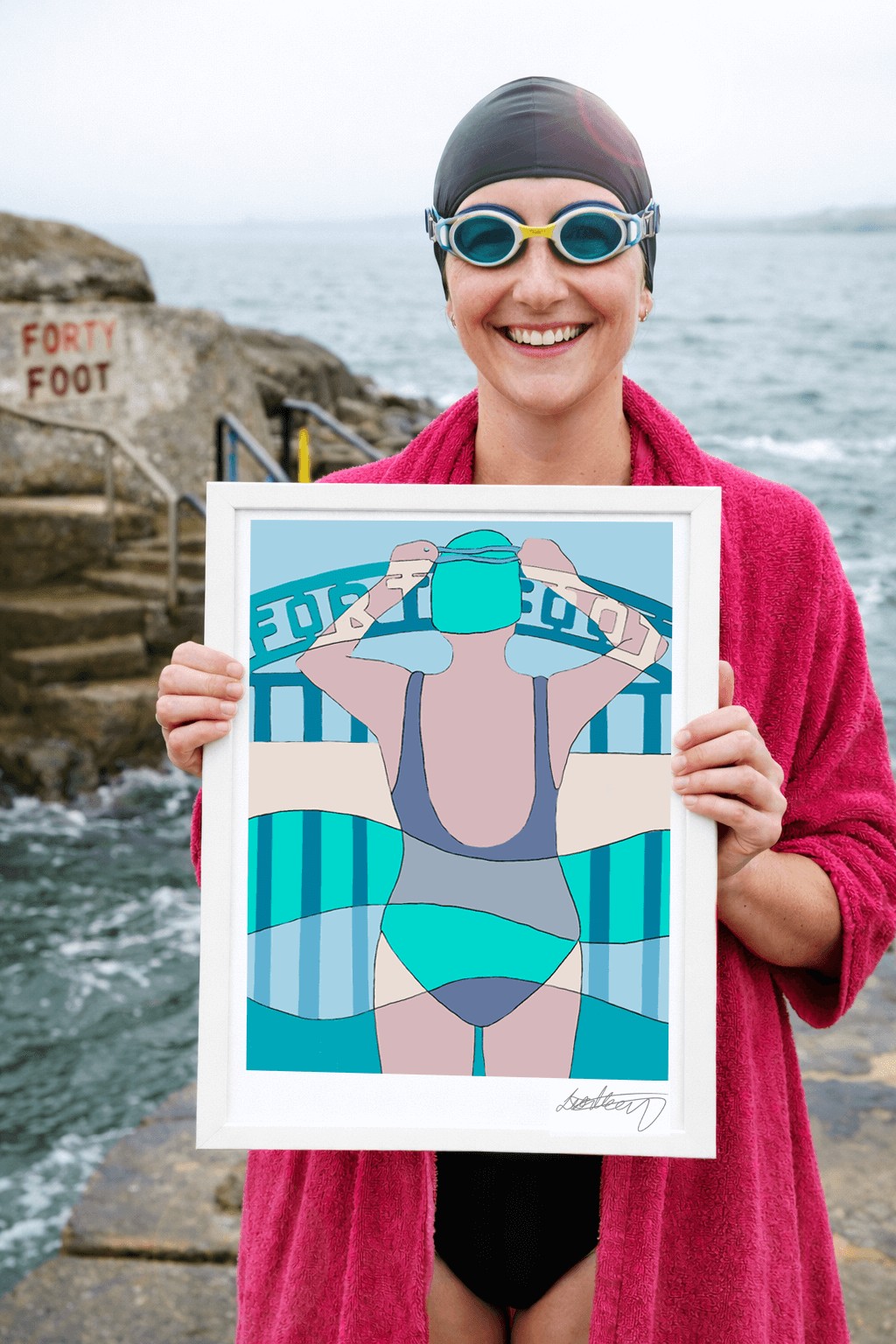 layers-forty-foot-holding-frame Layers of Dublin - the Forty Foot - woman holding framed print